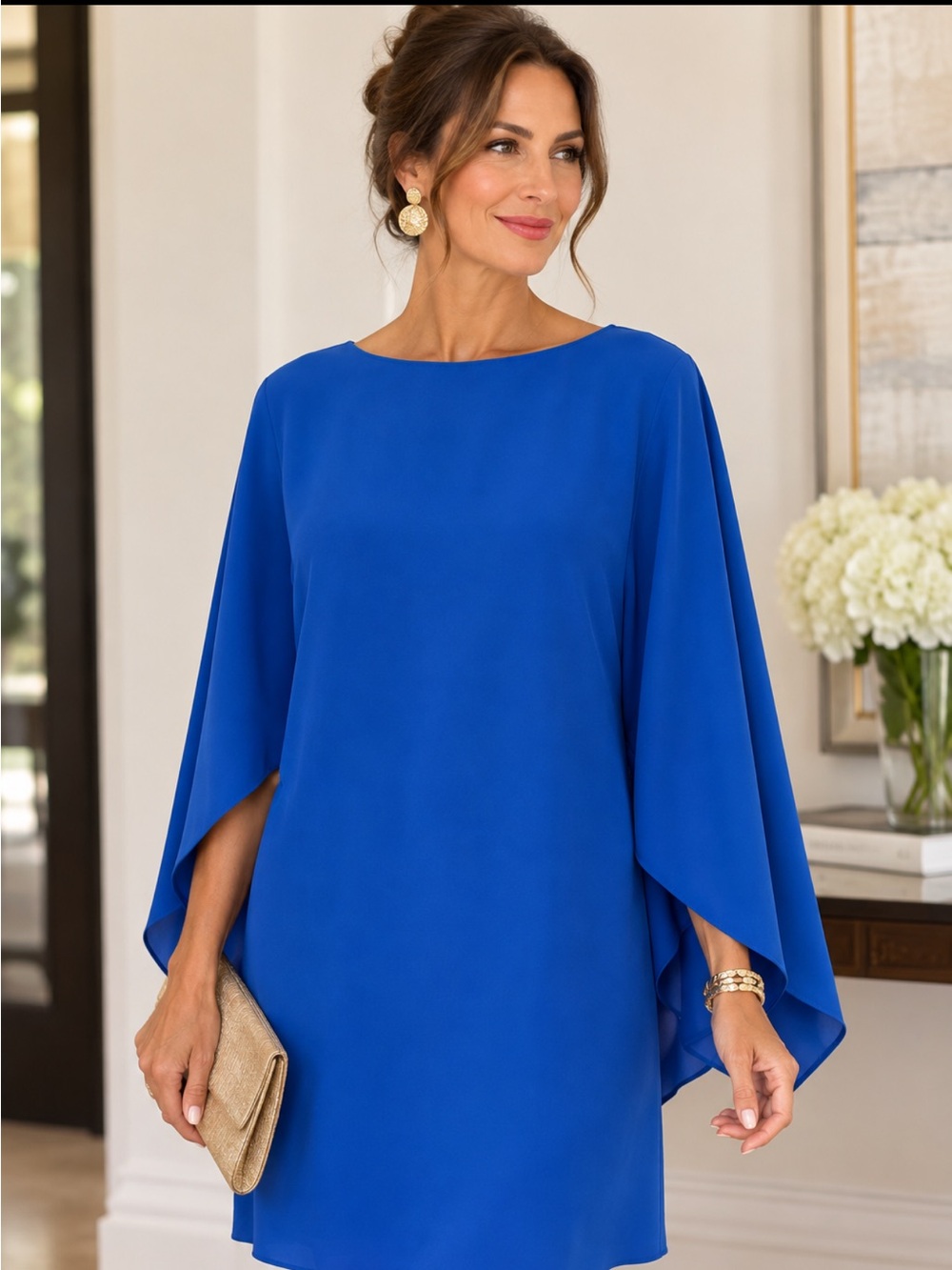 Trina Turk Elegant Royal Blue Women's Tunic Dress Size Medium